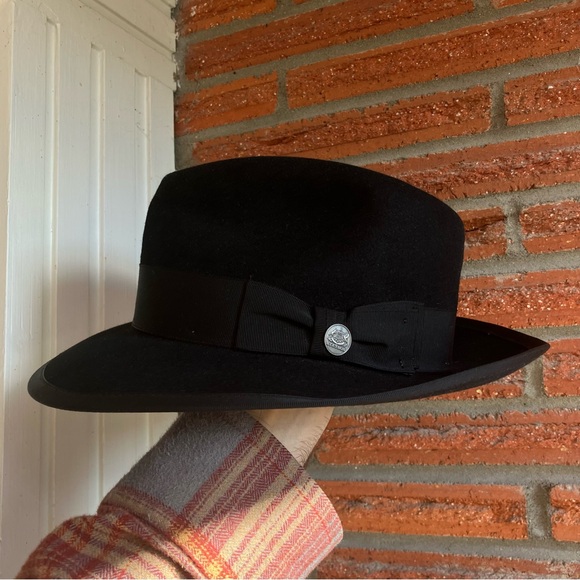 Stetson Royal Deluxe Whippet Black Fedora Size 6 7/8 - Picture 7 of 12